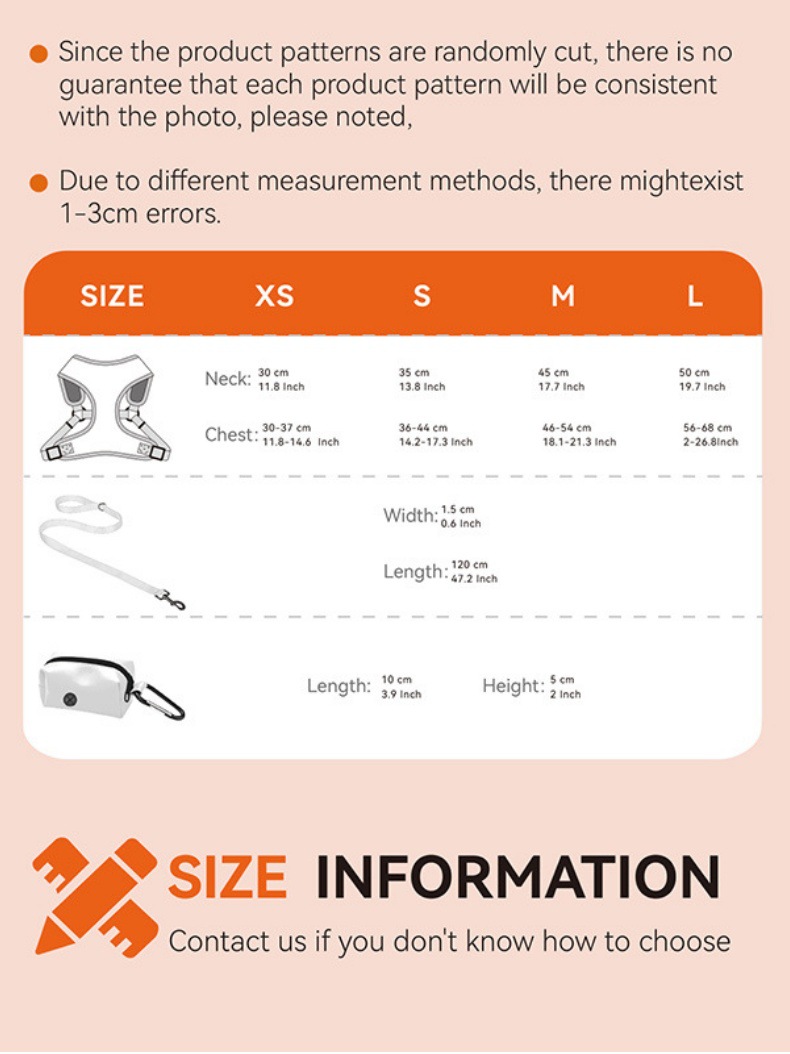 Factory wholesale in stock. Summer hot sale: Three-piece set of cute cat and dog pet chest and back straps, dog walking leashes, garbage bags pic 2