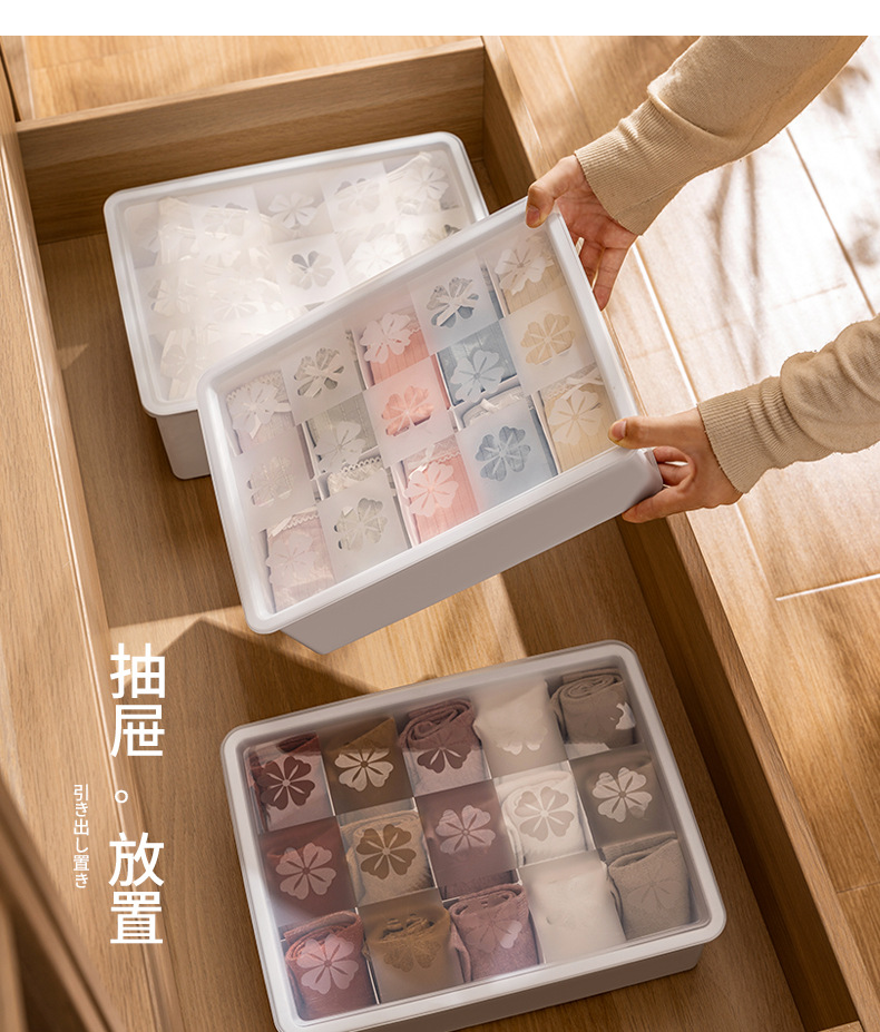Underwear storage box with compartments and LIDS, combination bra, socks and underpants, student home dormitory organization wonder storage box 0750 pic 16