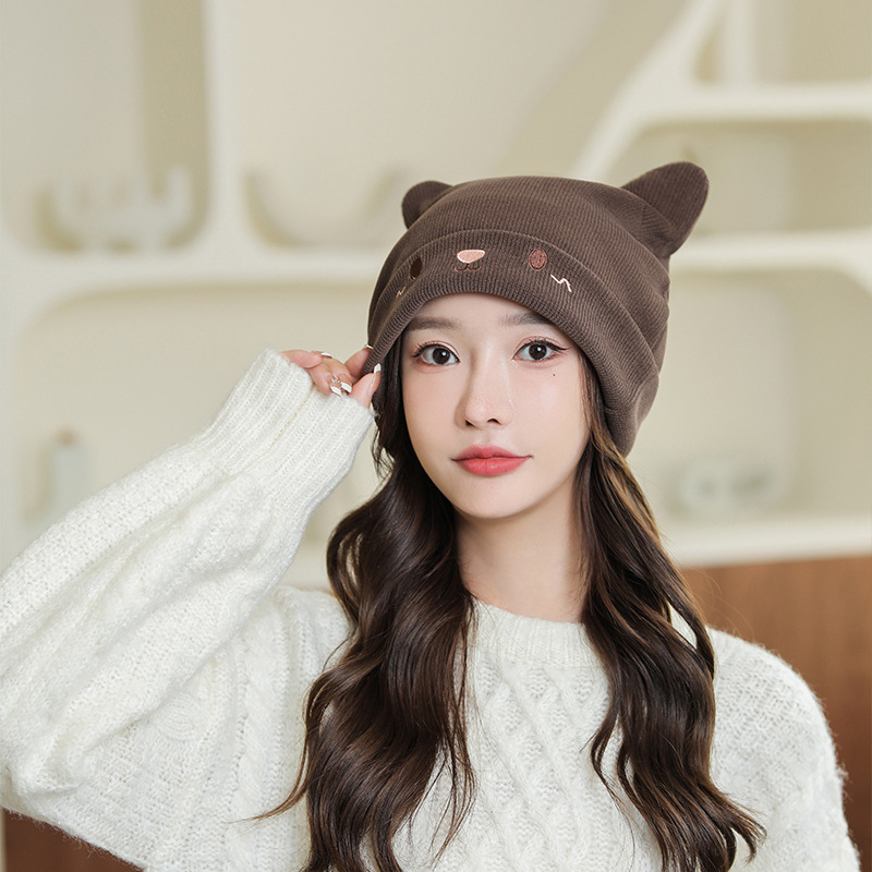 Gorro de punto mujer otoño invierno japonés manga de dibujos animados lindo gorro de oreja de conejo versión coreana heap heap gorro térmico gorro frío pic 13