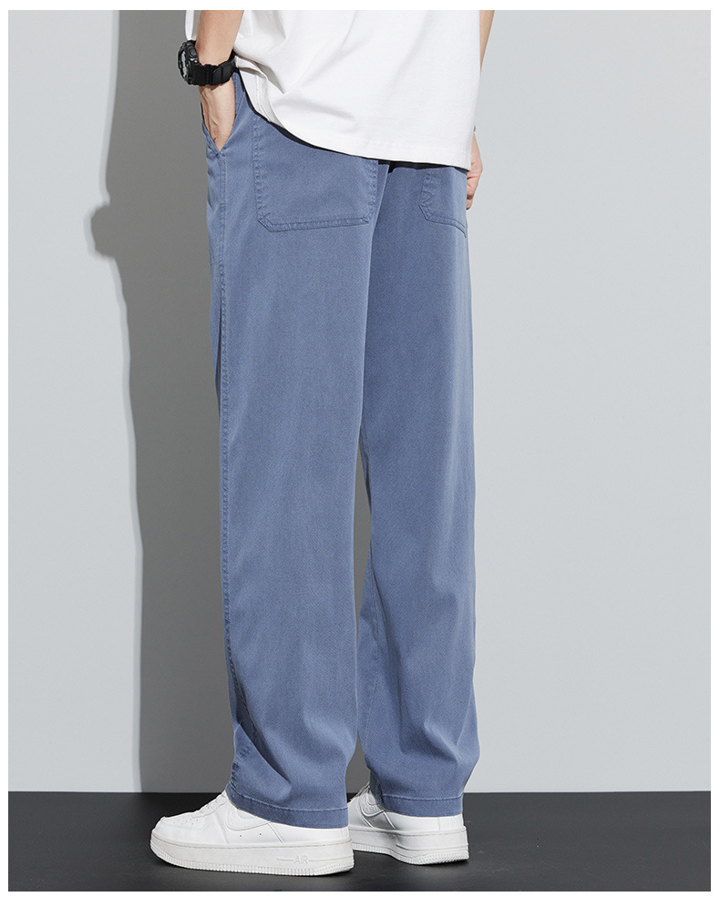 男士牛仔裤夏季薄款2024年新款宽松紧腰直筒学生阔腿冰丝休闲长裤详情23