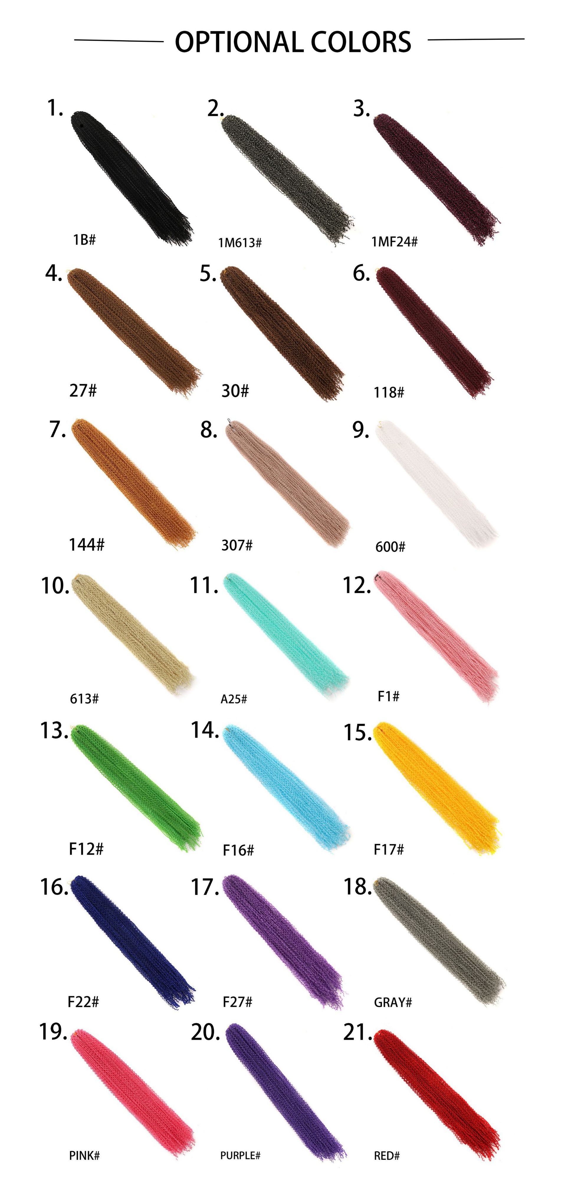 Synthetic fiber braids, colorful dirty braids, zizi, colorful curved fine three-strand braids, slender three-strand braids, dirty braids, crochet hair pic 7