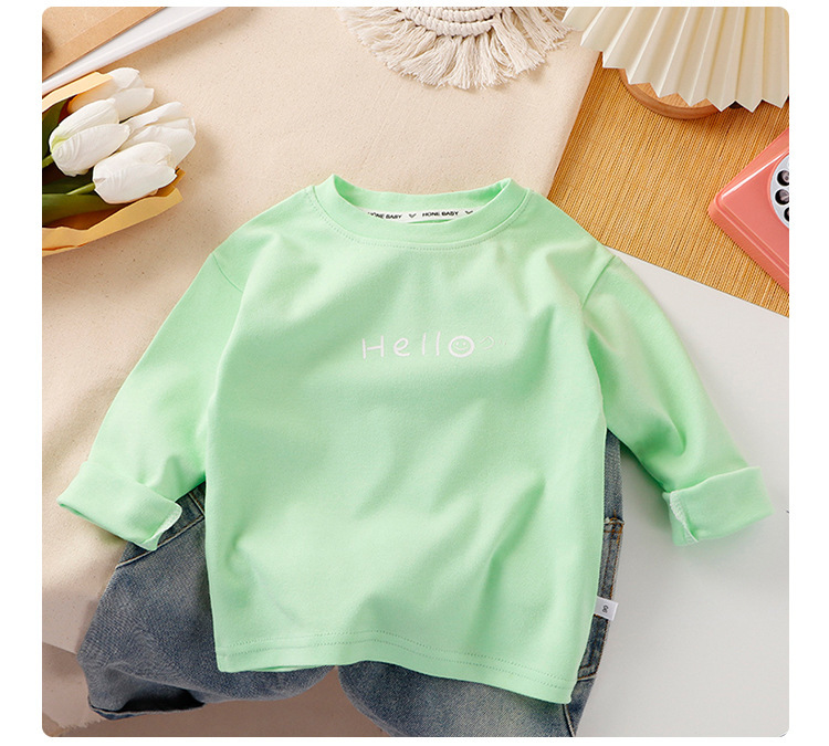 儿童全棉长袖t恤春秋款内搭男童打底衫女童时尚童装秋衣一件代发详情9