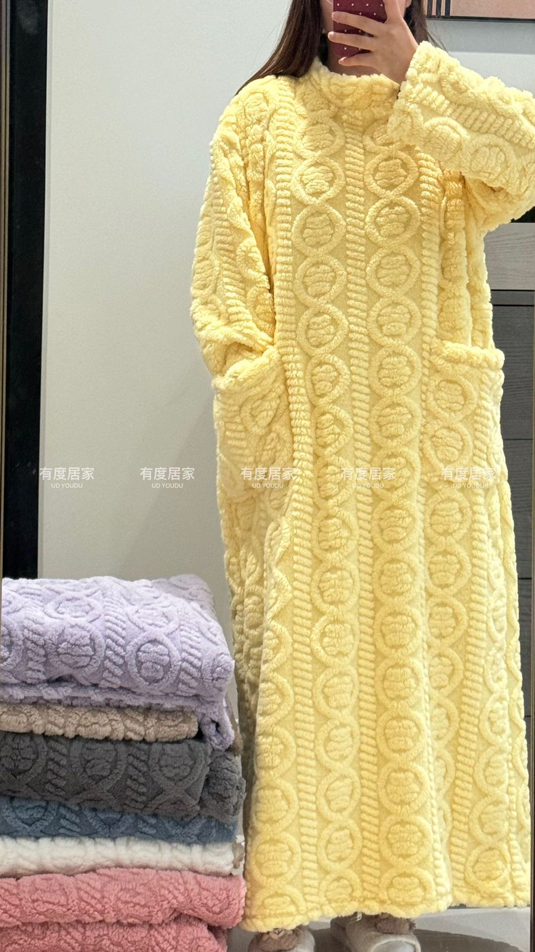 珊瑚绒睡裙女冬季加绒加厚大被子睡袍中长款睡衣法兰绒家居服韩版详情13