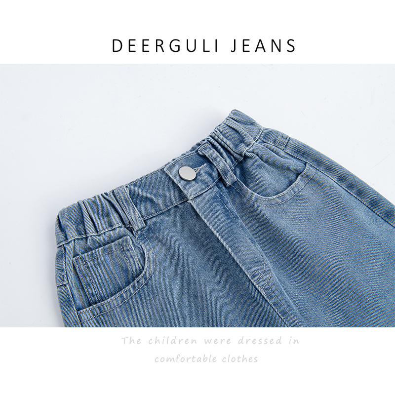 西米鹿女童裤子2024春款儿童韩版卡通牛仔直筒裤宝宝休闲宽松裤子详情3