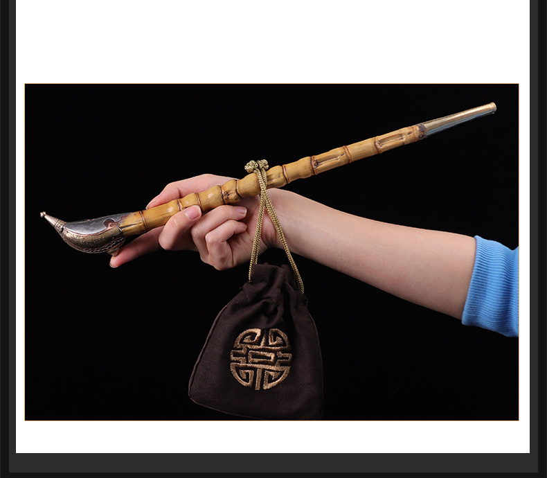 木香老式竹子长烟杆烟枪旱烟斗传统工艺（特大头）烟袋锅朝烟筒详情20