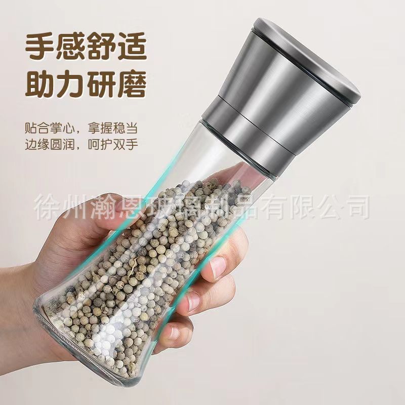 手动玻璃研磨器不锈钢陶瓷芯厨房家用海盐黑胡椒研磨瓶调料瓶批发详情9