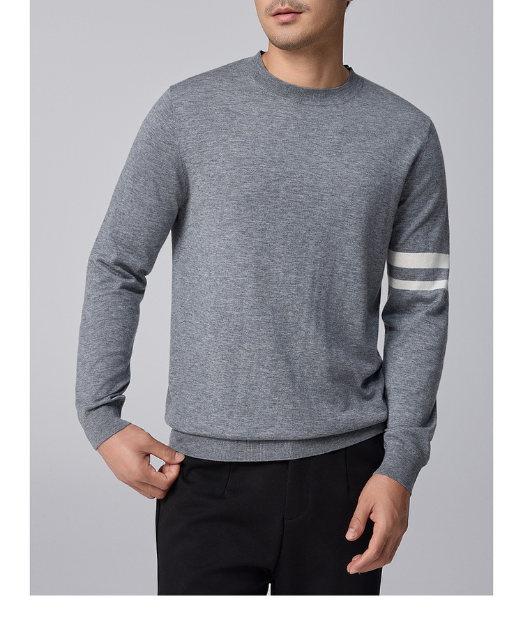 墨麦客男装条纹撞色打底羊毛衫男2024冬季新款简约男士毛衣20810详情17