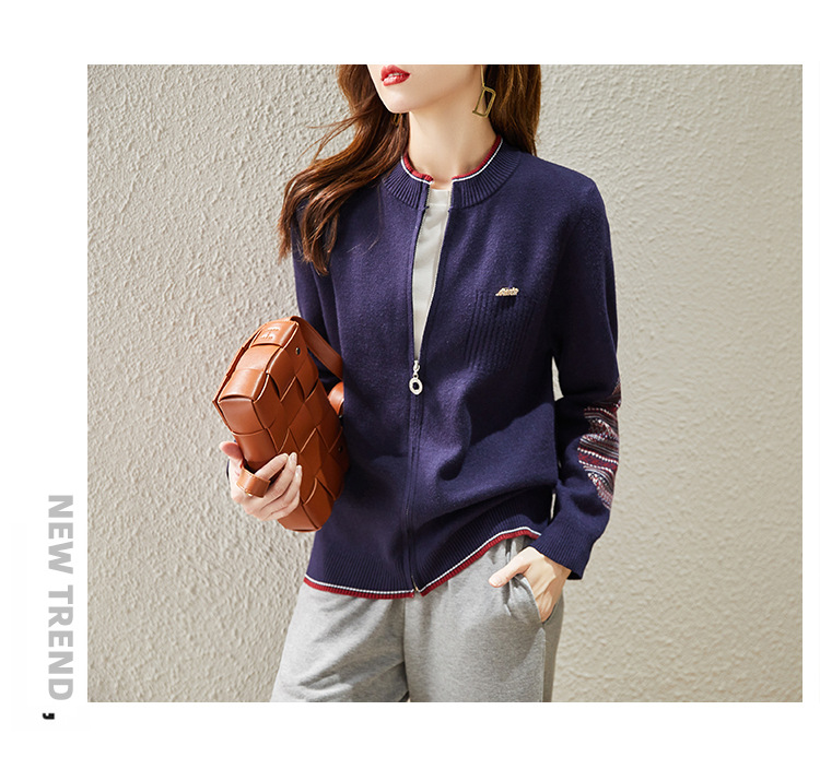 春秋装新款复古文艺加厚拉链长袖针织开衫韩版女装时尚羊毛衫外套详情12