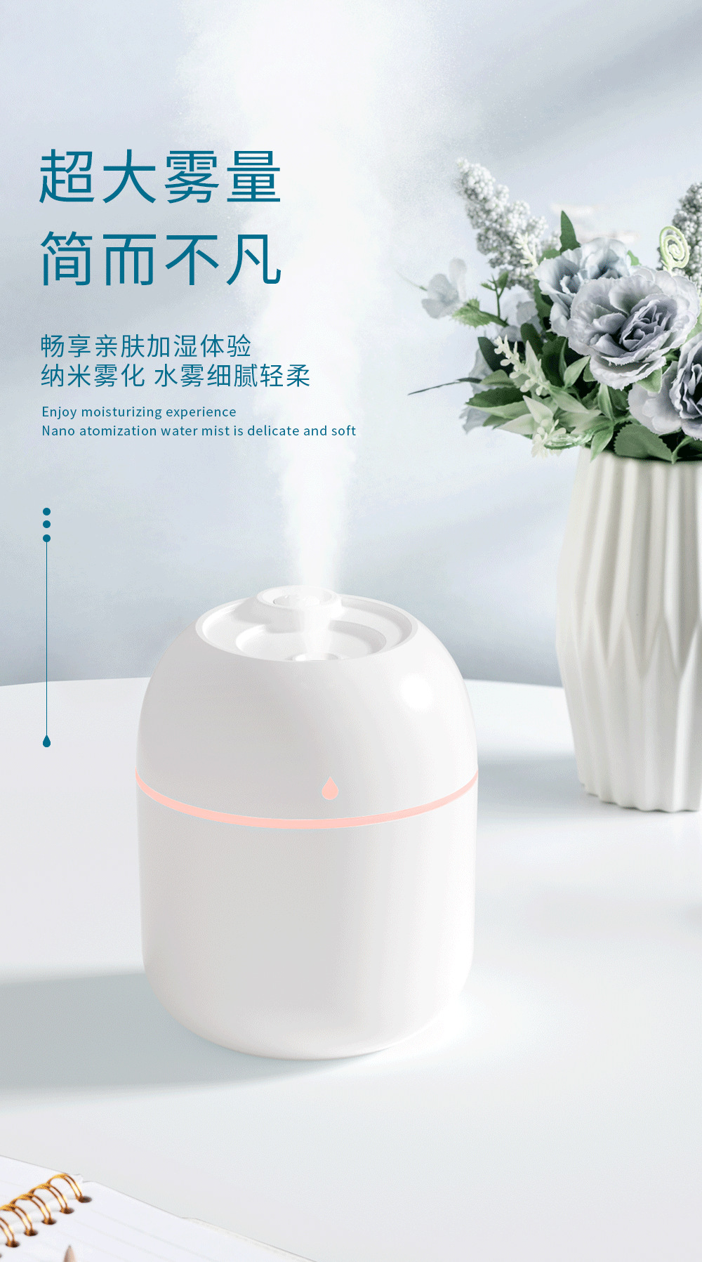 New colorful water drop humidifier USB spray night light silent home mini aromatherapy air humidifier gift pic 46