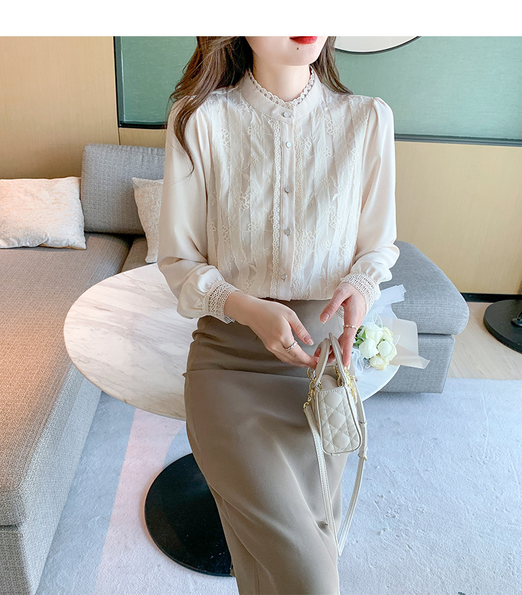 春款雪纺白衬衫女装春装2022年新款蕾丝上衣时尚气质洋气流行小衫详情18
