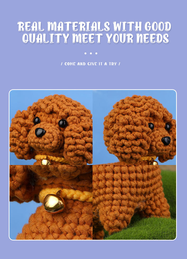 毛线钩针材料包泰迪制作DIY针织毛线团钩织玩偶编织盆栽植物详情15