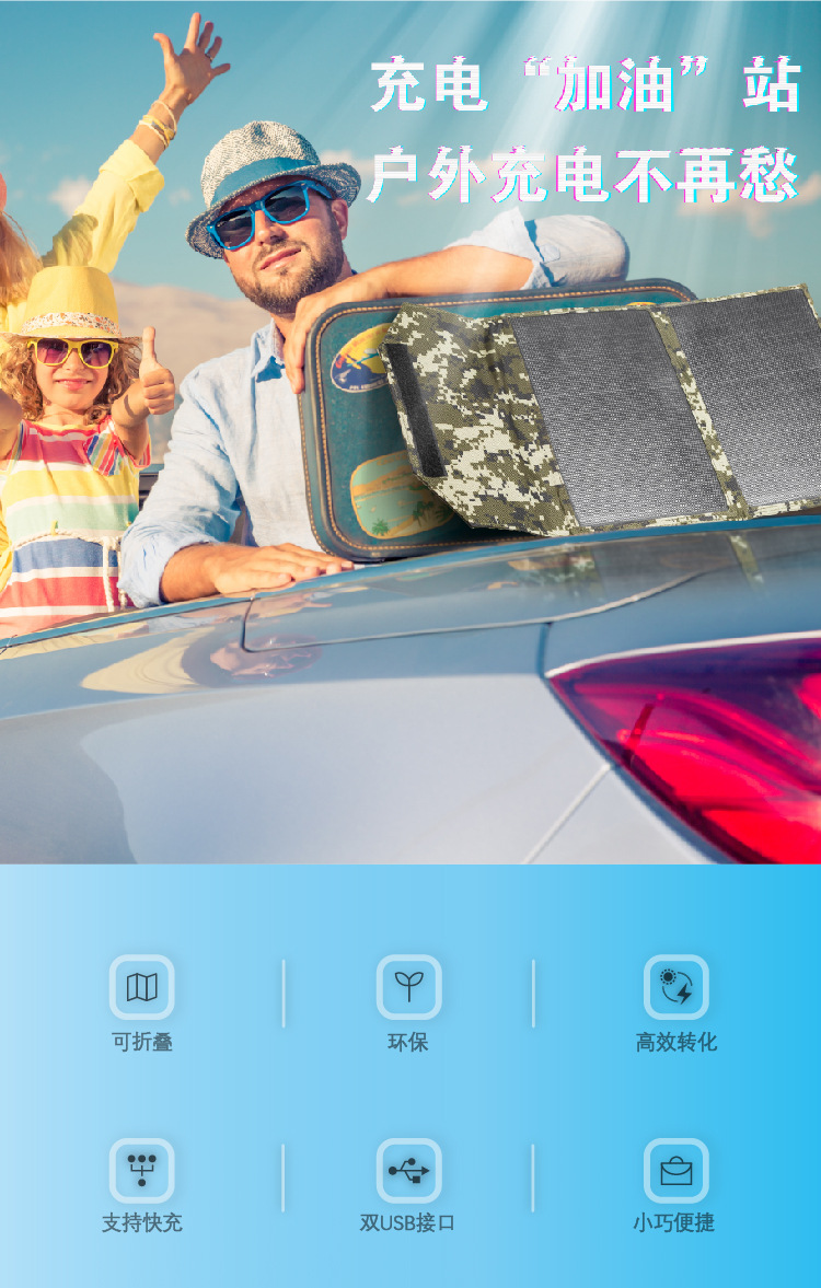 30W solar charger portable and easy to carry, dual usb output foldable power bank manufacturer wholesale stock pic 1