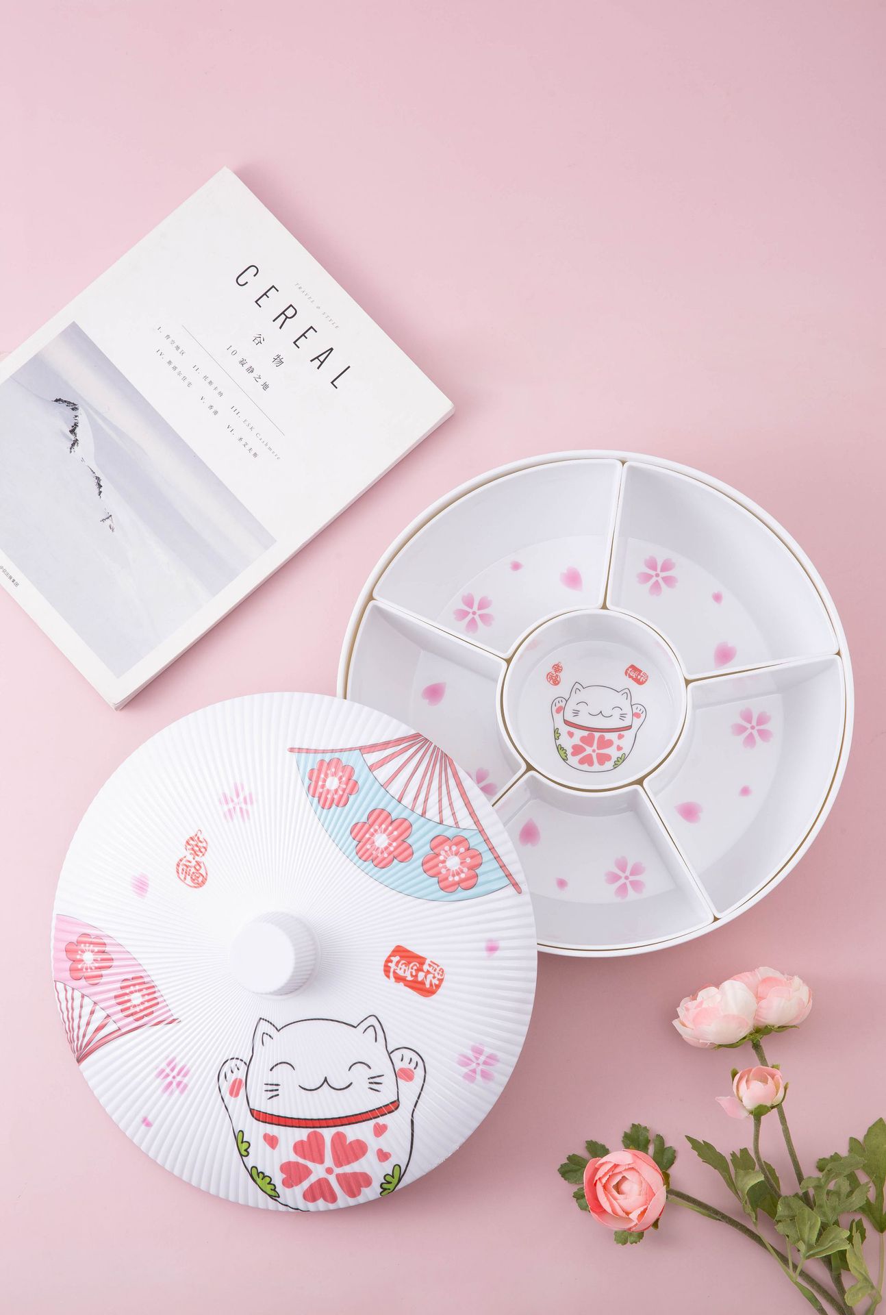 干果盘家用客厅茶几干果收纳盒结婚新年糖果茶点零食瓜子分格带盖详情2