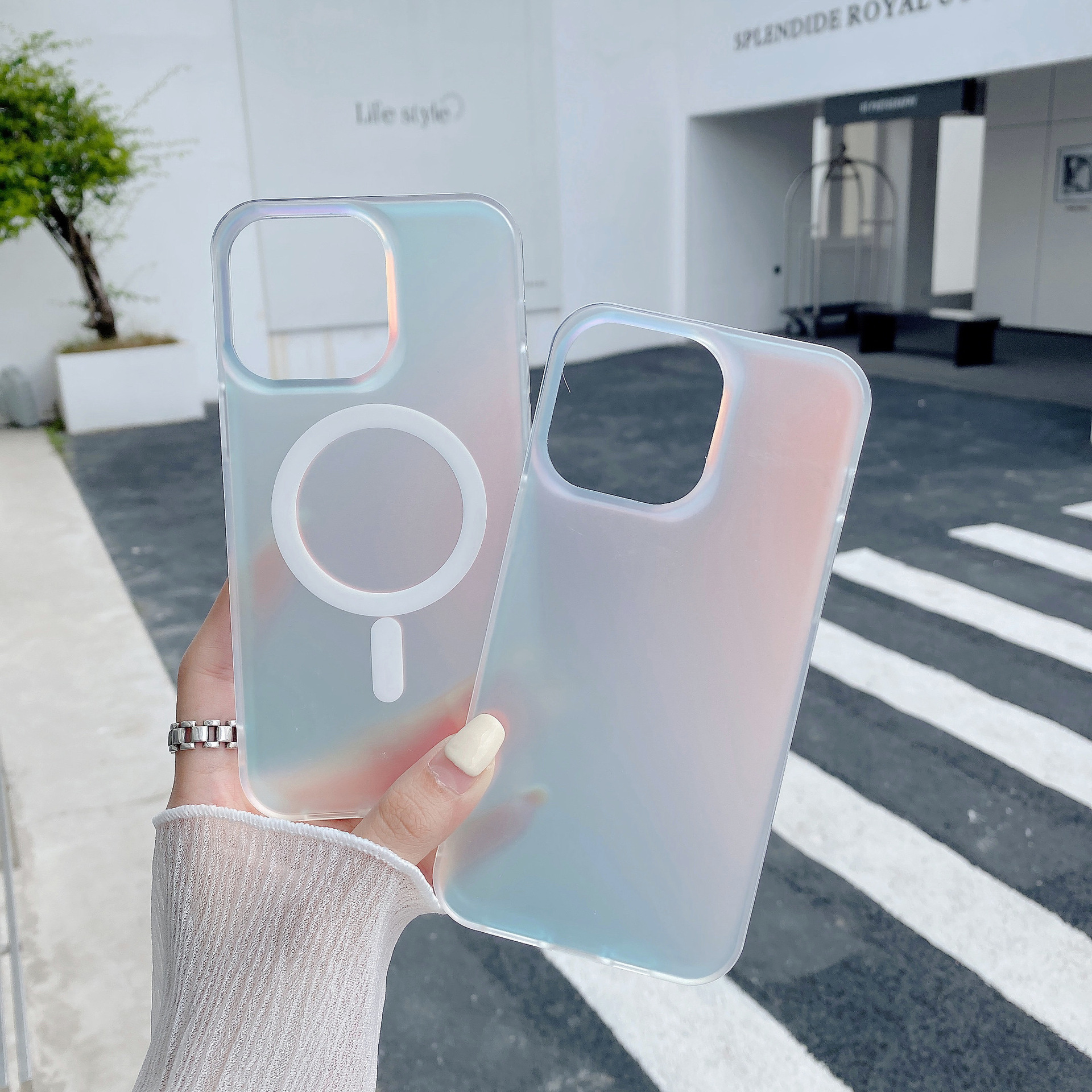 JT magnetic phone case for iPhone 15, laser iPhone 14 Pro Max, colorful chameleon 11, matte case 13 pic 6