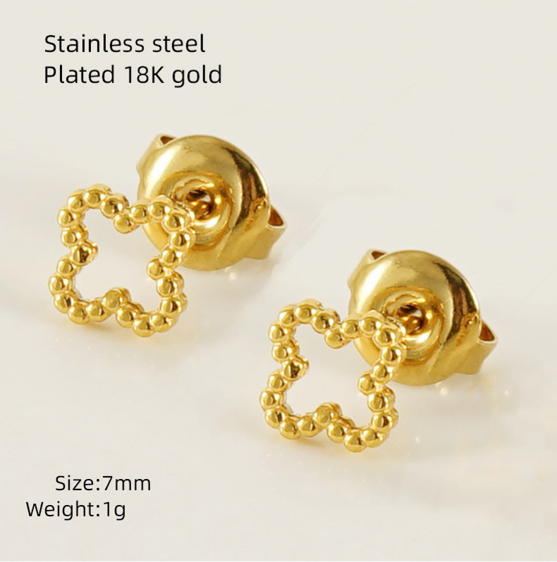 European and American ins style mini titanium steel ear studs, elegant and high-end heart-shaped earrings, 18K stainless steel irregular earrings for women pic 23