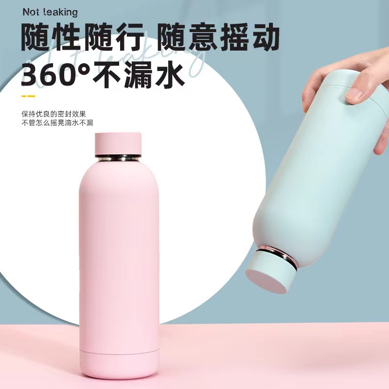 跨境美式简约时尚304不锈钢车载直身便携小口瓶橡胶漆保温杯批发详情8