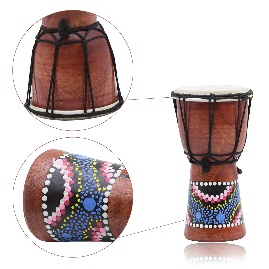 Wholesale handcrafted 4-inch African drums for children, adults, beginners, Lijiang hand drums, percussion instruments, 4-inch African drums, random pic 16