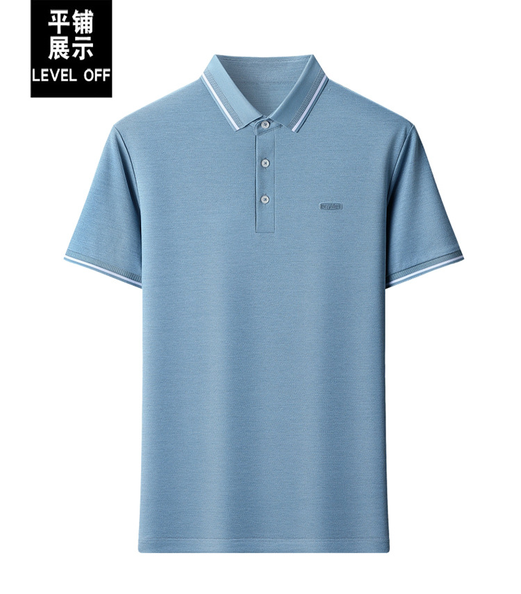 Lujo gran marca hombre morera seda manga corta polo verano 2024 nuevo medio y joven casual color sólido camiseta de gama alta pic 24