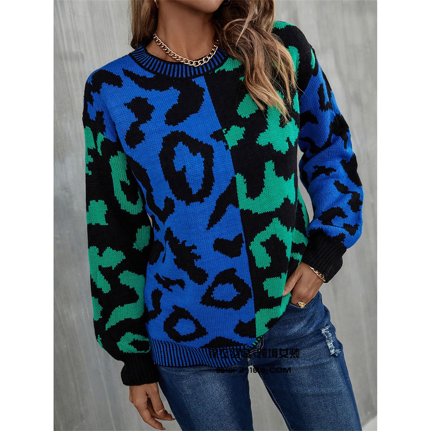 2025 primavera nuevo estilo europeo y americano de comercio exterior estilo de explosión amazon suéter leopardo patchwork mezcla jersey jersey jersey pic 18