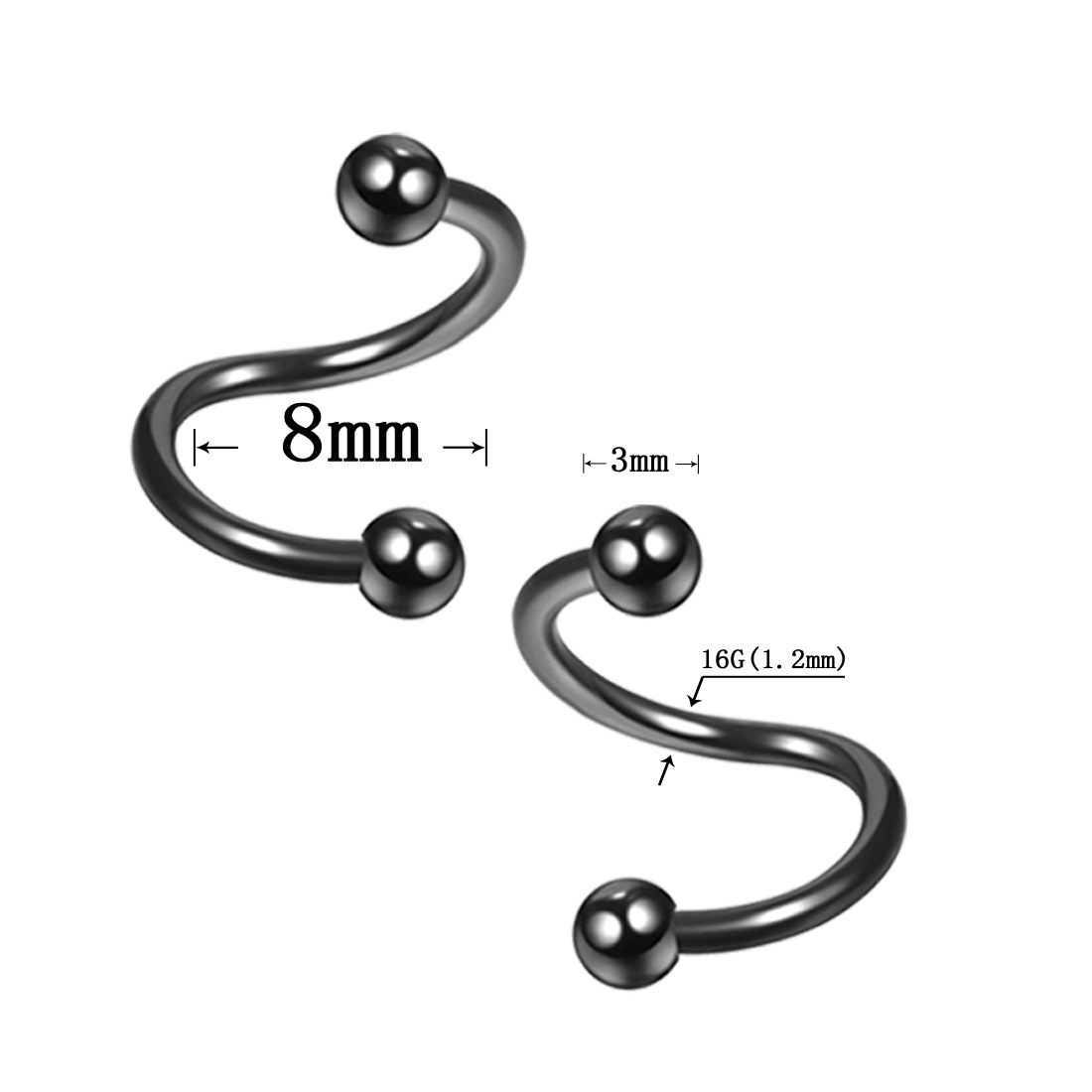 Titanium steel S-shaped nose studs, nose rings, ear studs, simple ear studs, earrings, piercing accessories, S-studs, rotating ear studs pic 16