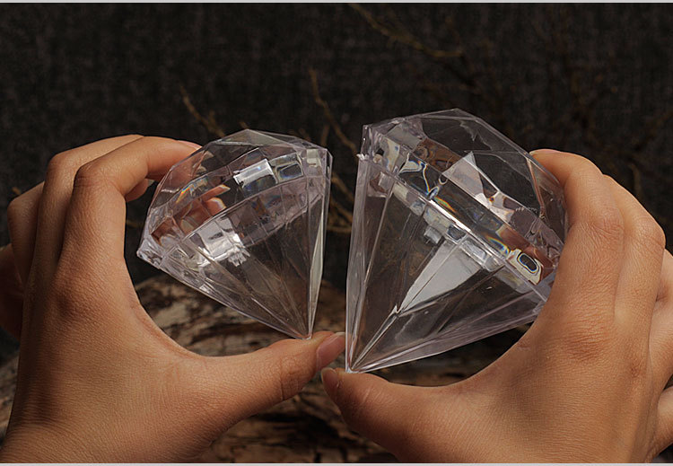 婚庆产品食品级婚庆用品创意水晶钻石形状糖果盒 大小号透明塑料喜糖盒详情9