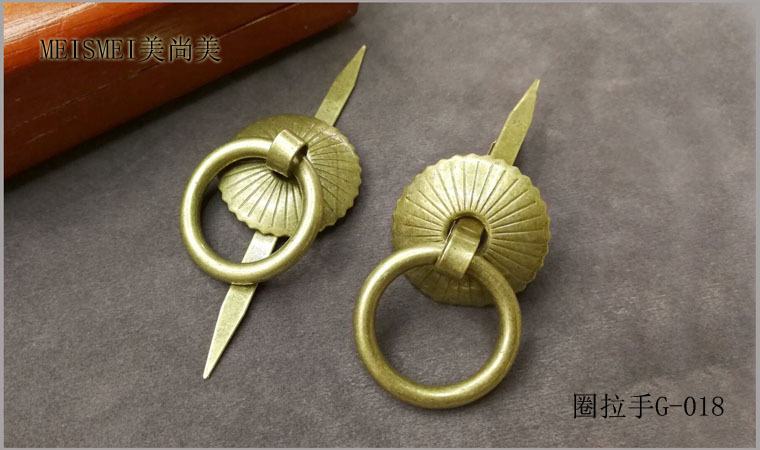 30mm antique copper-plated small circular drawer handle, new Chinese-style medicine cabinet, tea canister gear buckle ring, circular pull ring pic 1