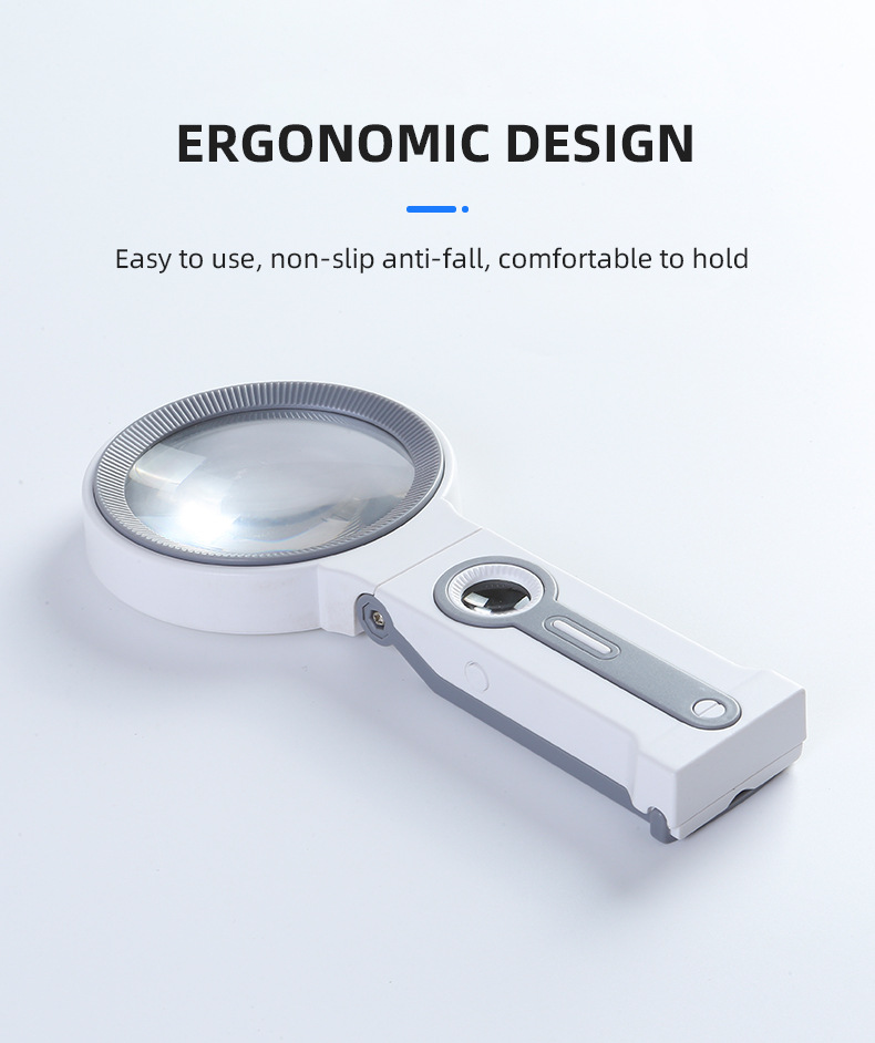 The new 7068 handheld folding dual-purpose magnifying glass with a lamp pic 6