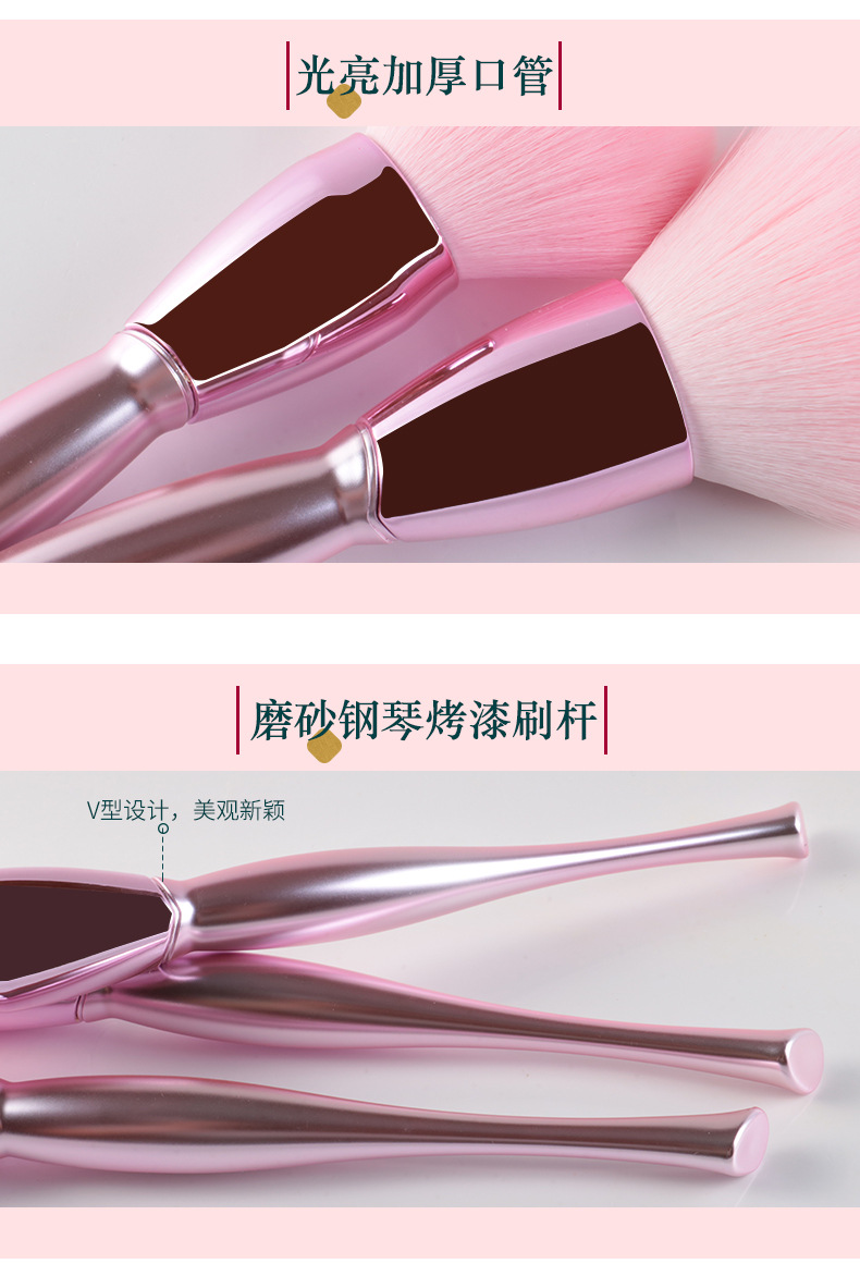 Manwu 10 makeup Brushes, a complete set of loose powder and blush, refreshing hand beauty tools, soft makeup brushes pic 11