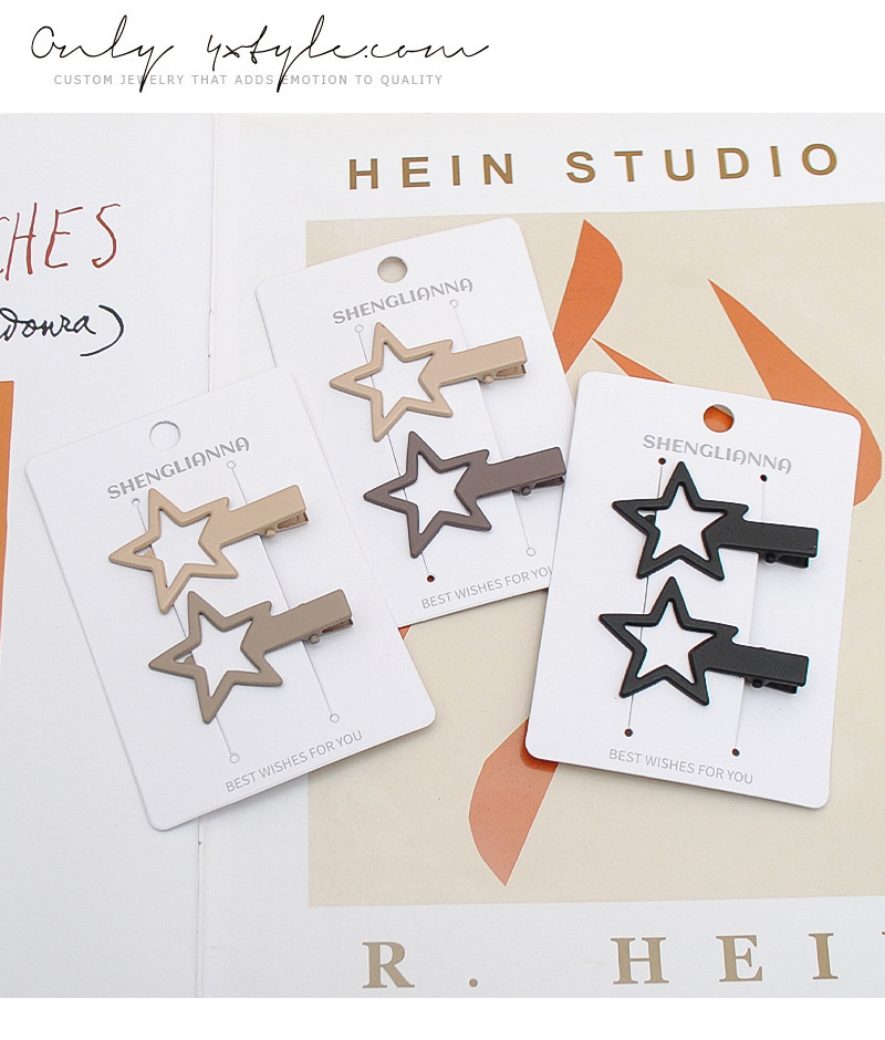 咖色系星星发夹女前额侧边刘海夹甜美少女发卡碎发夹鸭嘴夹子头饰详情13