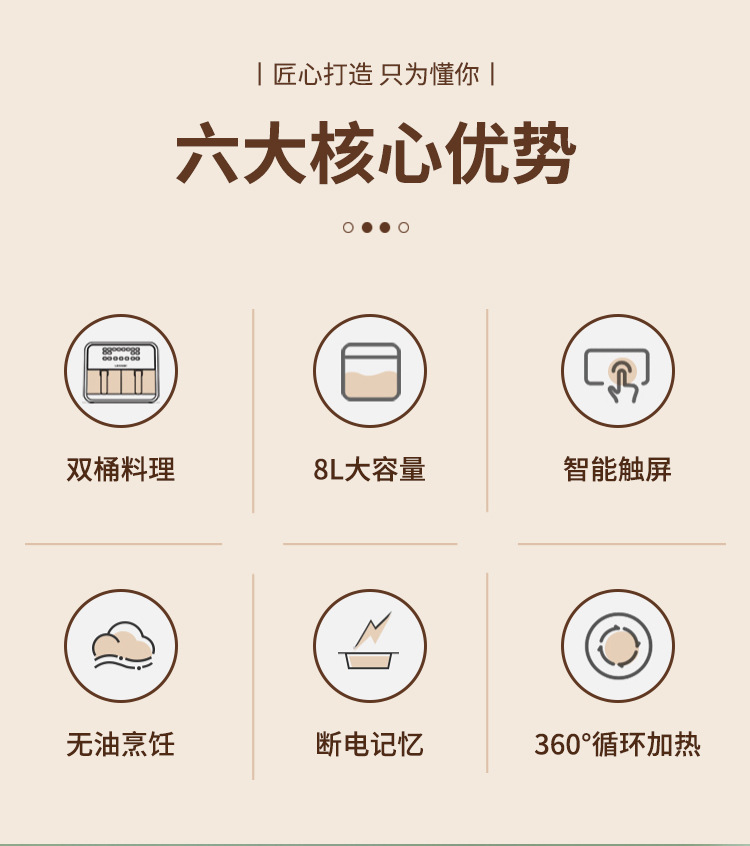 8L不锈钢双锅空气炸锅多功能可视大容量家用电炸锅只能薯条烤箱详情2