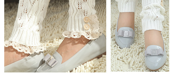 Korean knitted warm leg guards for autumn and winter, sweet solid color lace cutout leg covers, loose button ankle boot covers pic 43