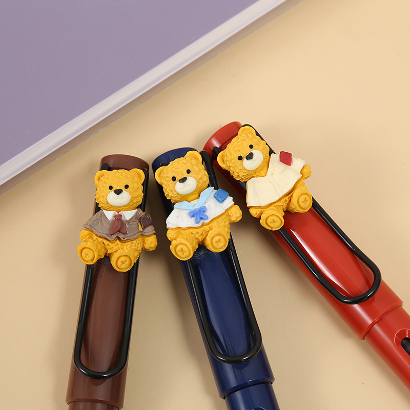 ZF2671Nandy Bear Pen for correcting posture and practicing calligraphy, with replaceable ink cartridges, is a special pen for boys and girls to write pic 14