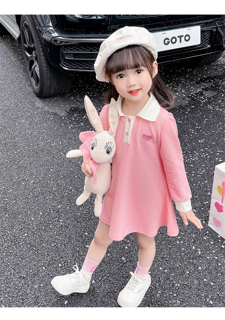 女童春秋款连衣裙2023秋季新款韩版女小童刺绣爱心连衣裙公主裙潮详情22