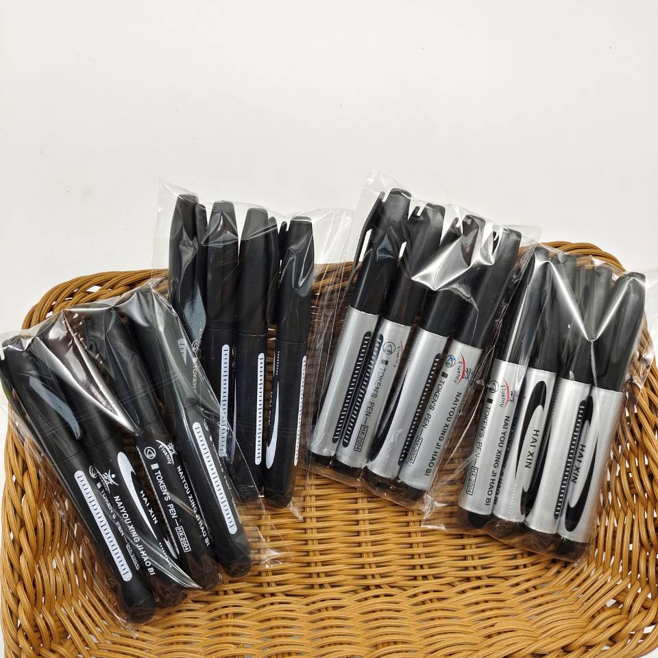 4 marker pens in a bag: large large-headed pen, black ink-filled large-headed pen, blue and red oil-based express logistics pen pic 7