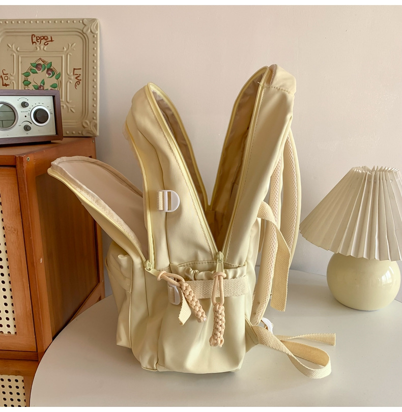 纯色休闲双肩包小学生女初高中书包简约时尚百搭大容量大学生背包详情46