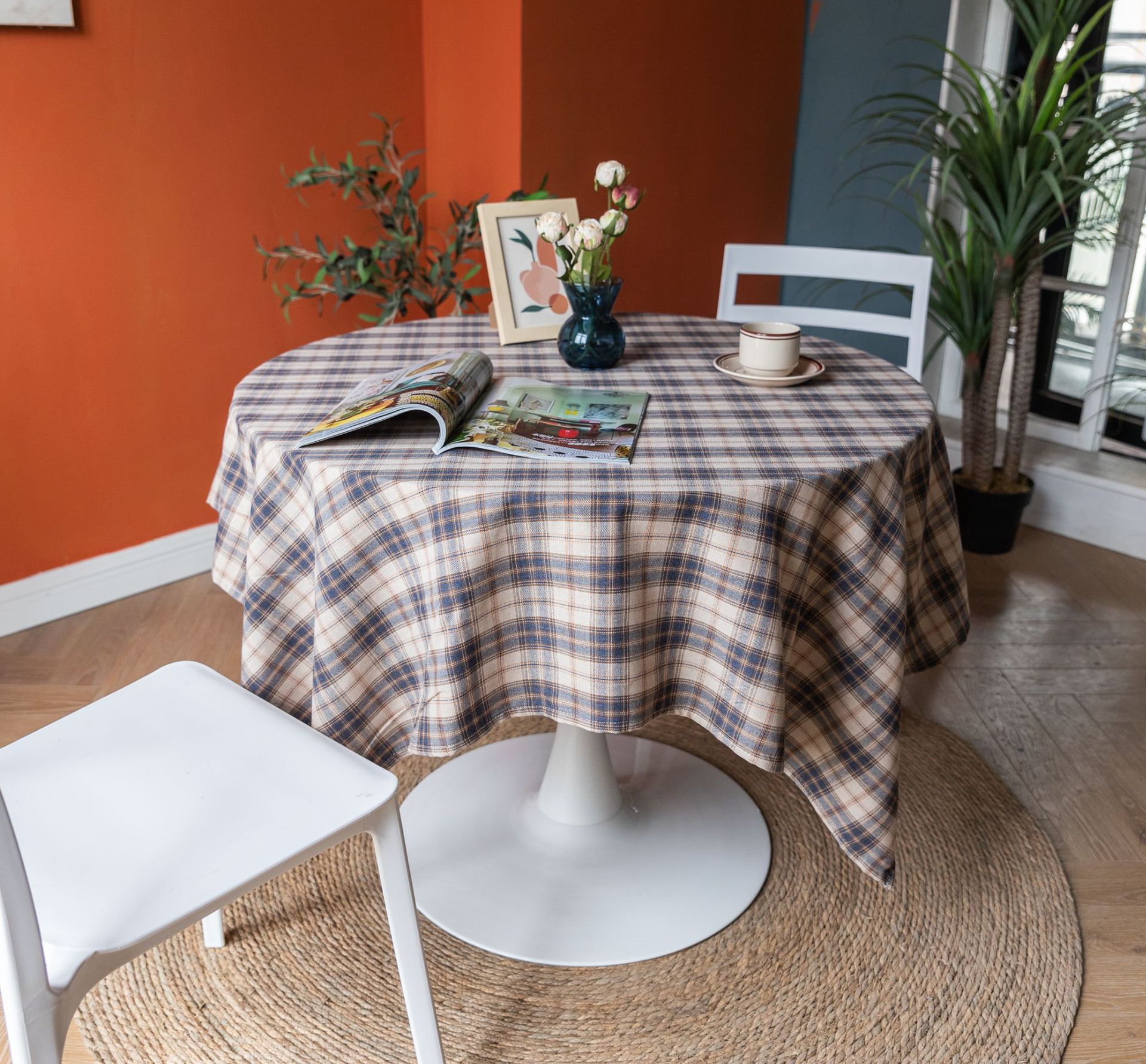 Cross-border Christmas holiday decoration table fabric, retro striped checkered cotton and linen restaurant party cover, Amazon pic 24