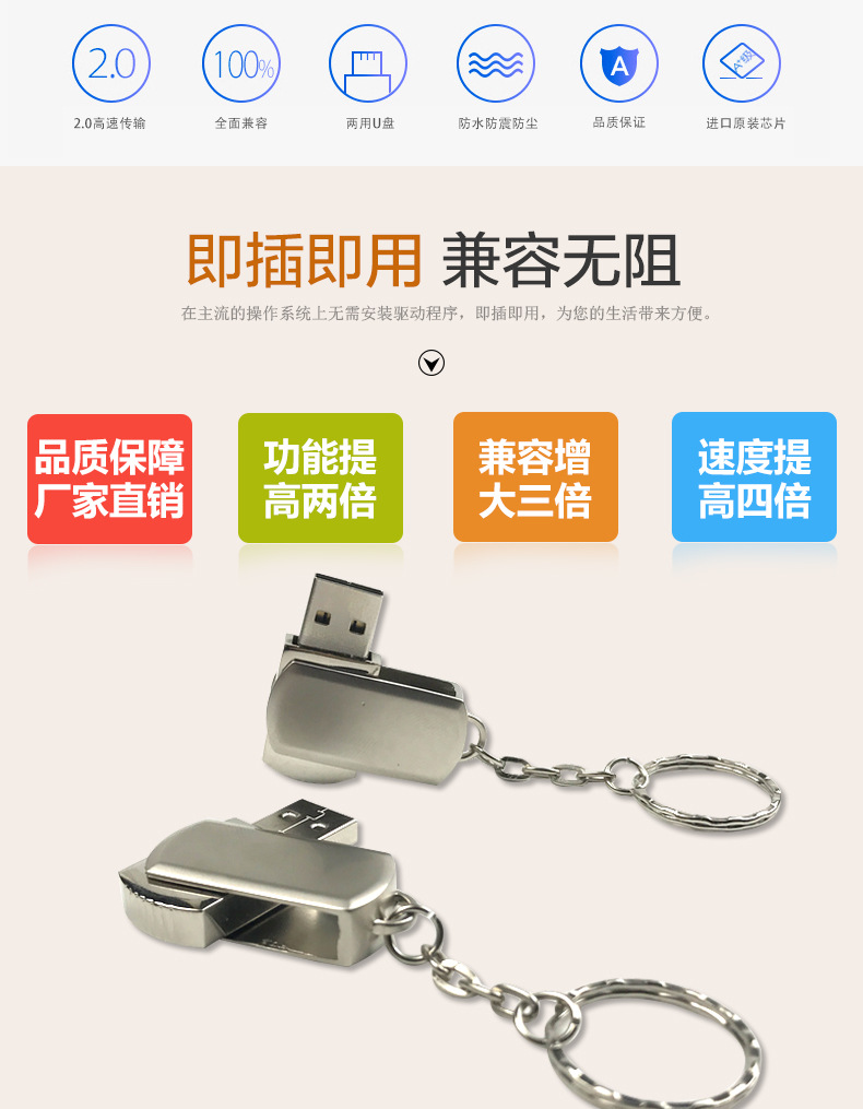礼品定 制旋转U盘16g车载32g优盘3.0金属8g刻字u盘64g高速U盘128g详情10