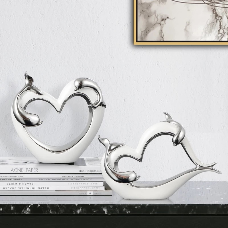 Chinagoods Ceramic Ornaments European minimalist dolphin home Ceramic Ornaments Marine animals hotel living room table handicrafts decorative items pic 2