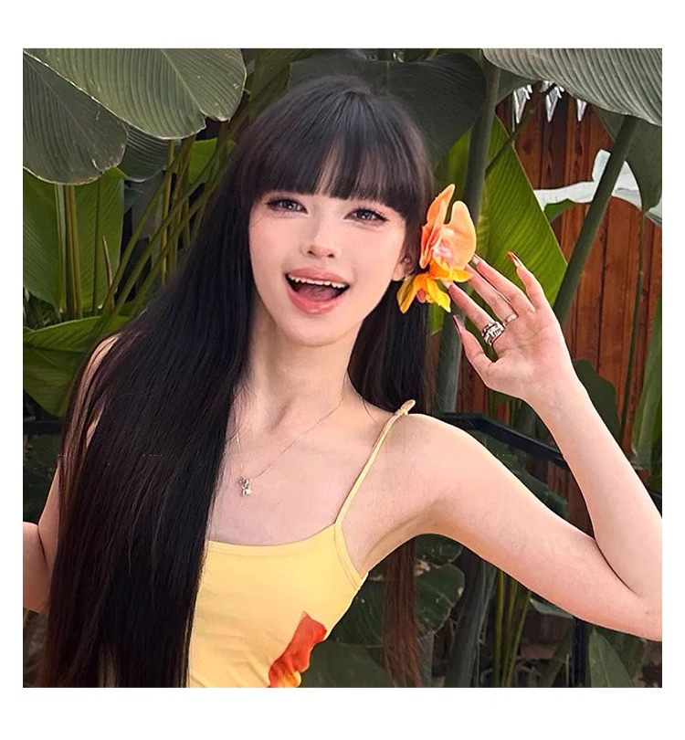 桔黄色蝴蝶兰头花发夹度假拍照氛围感头饰发卡超仙度假仿真花发饰详情16