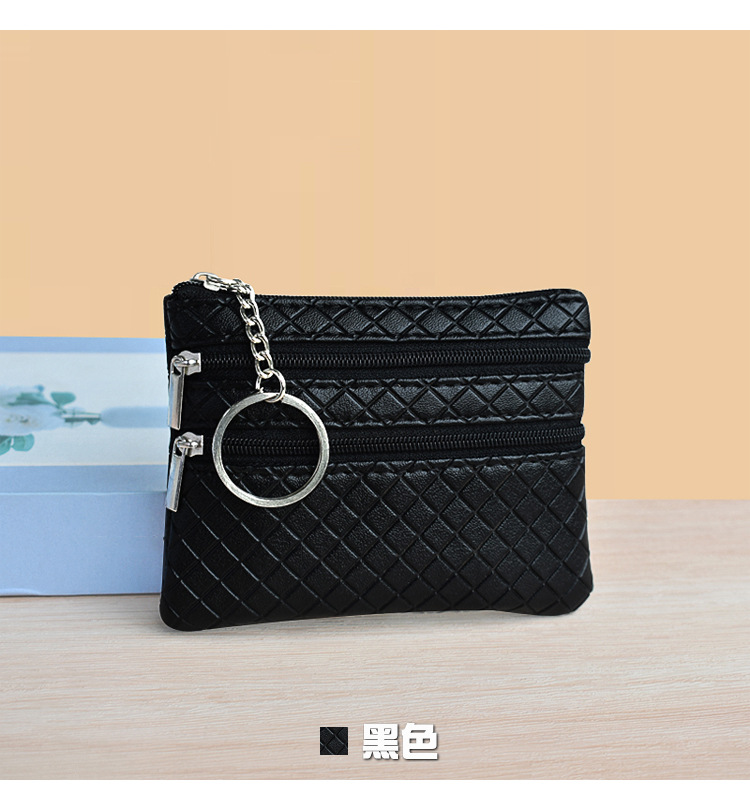 包包女新款简约女士零钱包格纹复古钥匙包小巧便携菱格软面卡包详情14