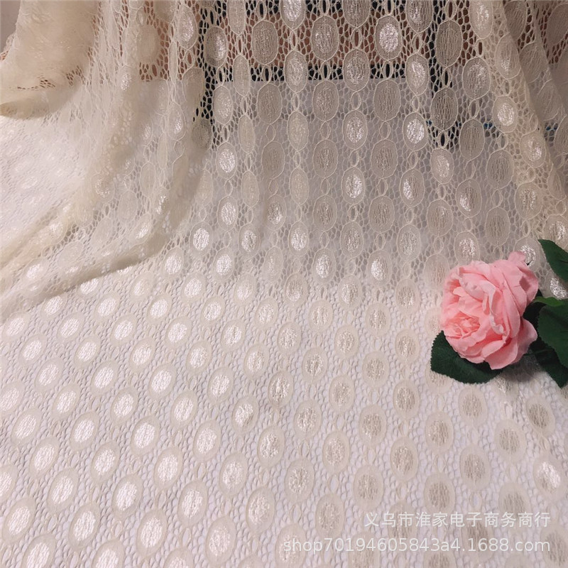 Factory direct sales of brocade dot lace fabric, elastic bright silk lace fabric for clothing, dresses and accessories pic 5