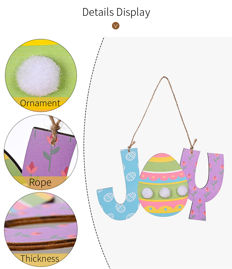 Cross-border new products: Haobei Easter Decorative wooden pendants, Easter rabbit egg pendants, and hanging ornaments pic 4