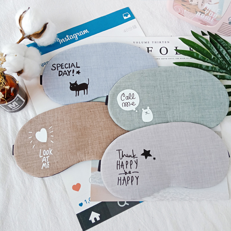 个性文字睡眠遮光男女眼罩冷热敷冰眼罩 棉麻透气护眼罩详情8