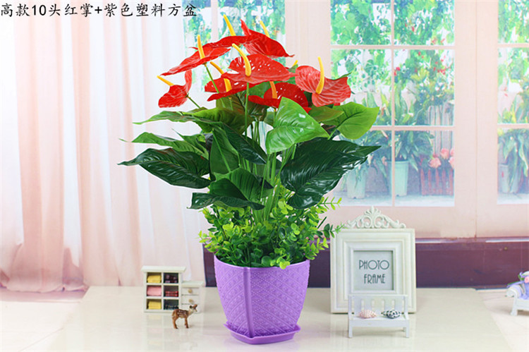 批发绿植红掌假花客厅装饰绿色植物落地塑料假花摆设盆栽绢花盆景详情20