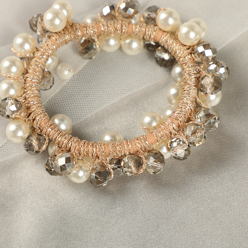 New pearl hair tie Korean style fashionable hair band, elastic crystal hair tie bracelet, forest-tied hair band in stock pic 10