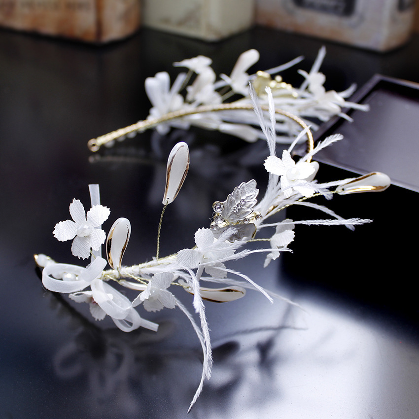 Korean version crystal headband, photo studio, magazine cover design, festival celebration, stage performance, fairy feather headwear pic 11