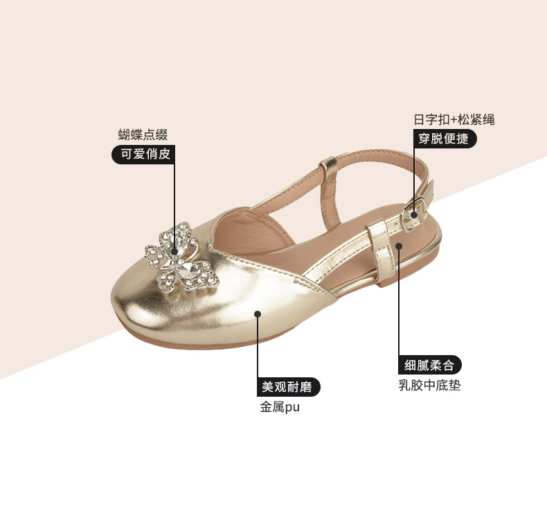 水钻儿童凉鞋2024年夏季新款小女孩包头公主鞋透气时尚6-12岁凉鞋详情14