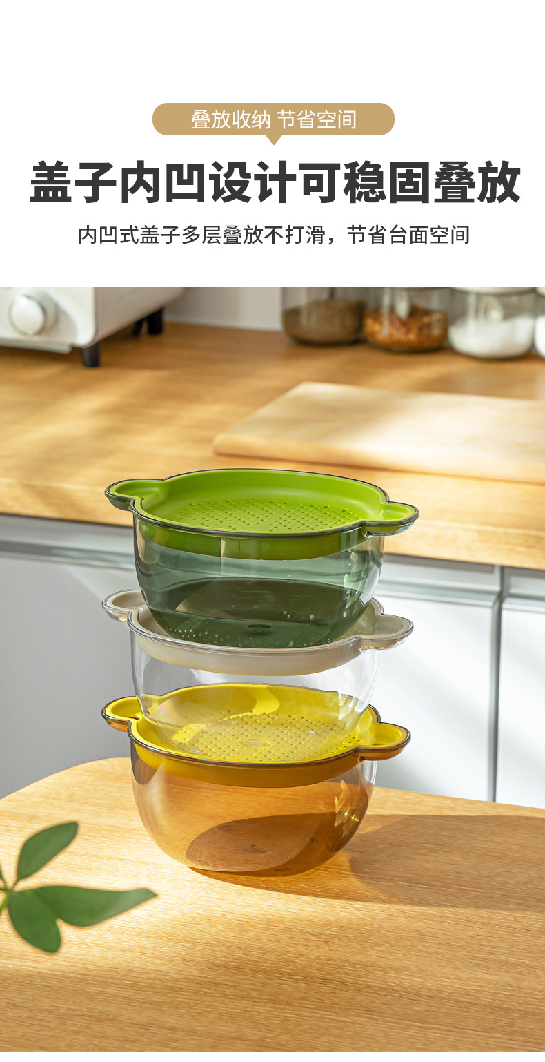 Nachuan Light Luxury covered draining basket kitchen household sink, fruit and vegetable filtering basket, fruit washing PP storage box pic 8