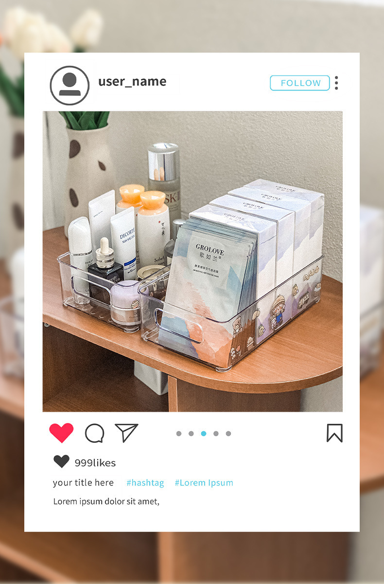 亚克力桌面零食收纳盒书本化妆品透明收纳箱厨房冰箱抽屉式储物盒详情15