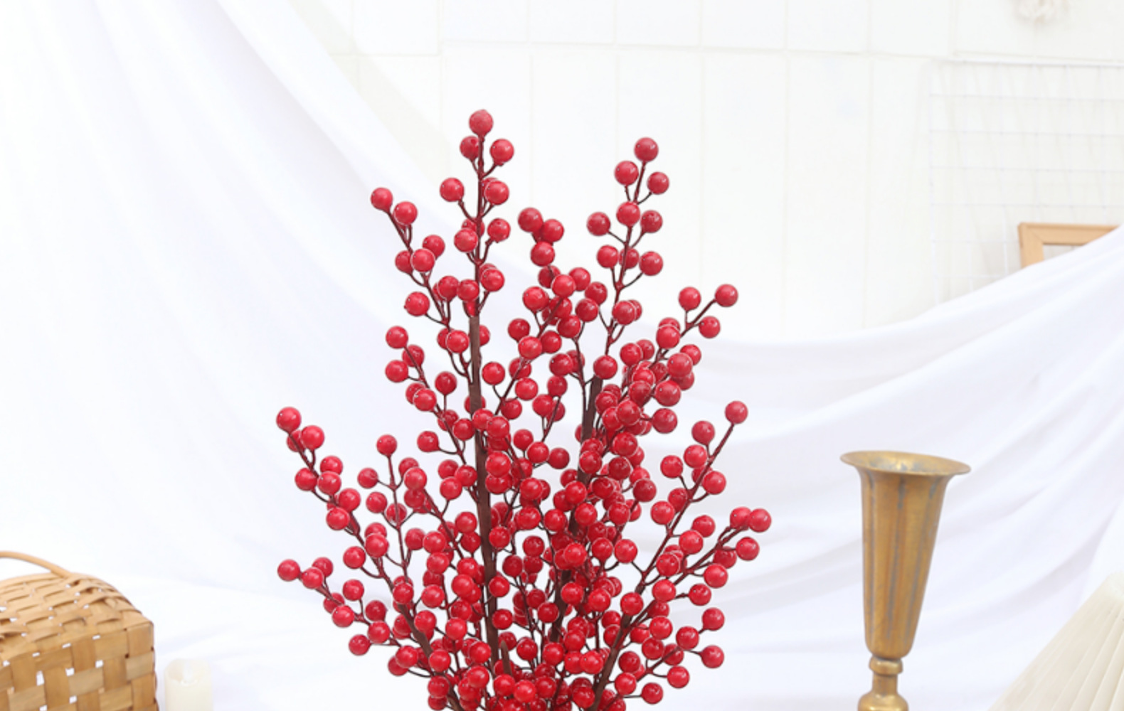 仿真红果子发财果年宵花花材冬青果福桶仿真花新年家居装饰摆件详情13